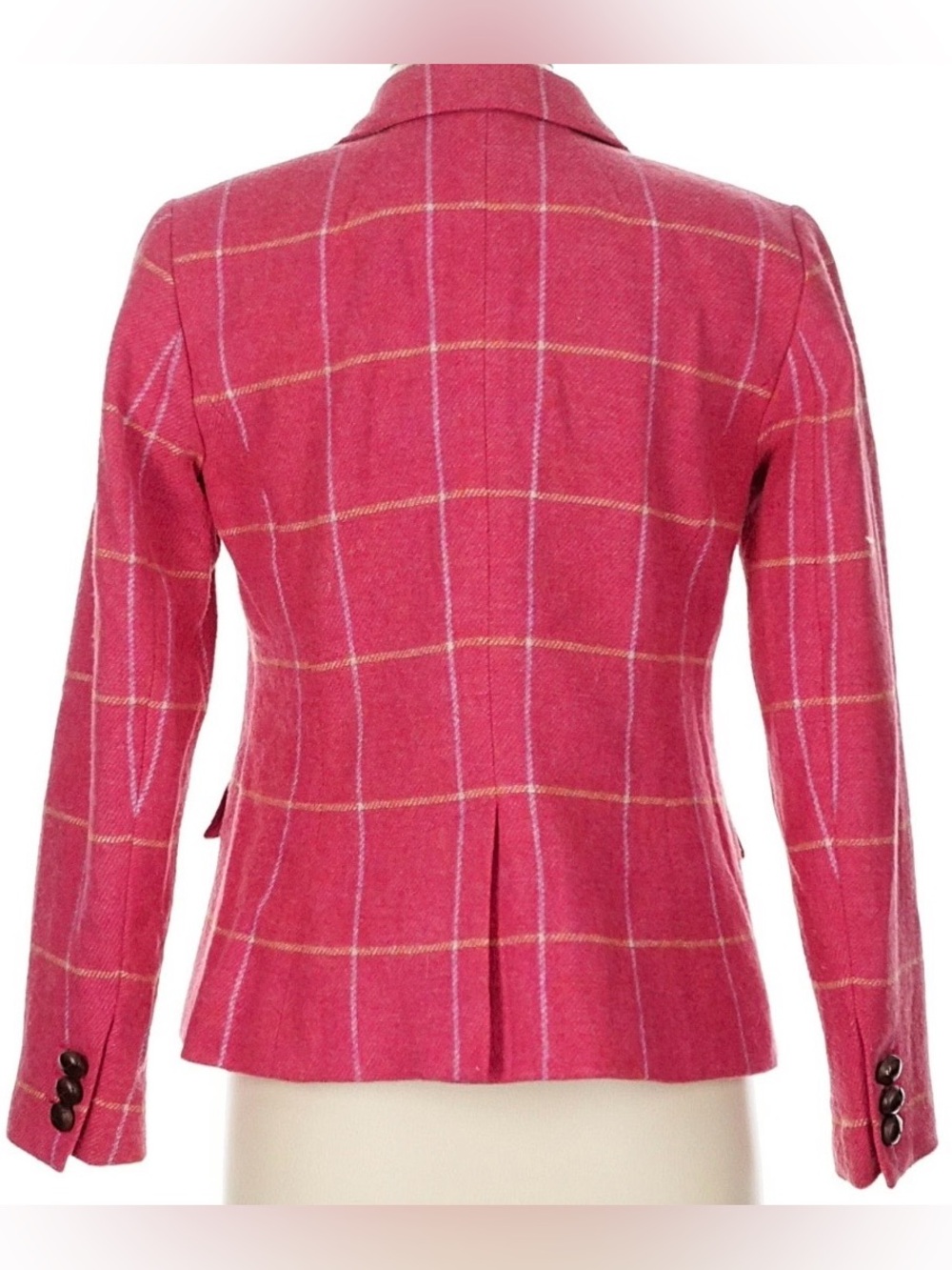 Talbots Pink Shetland Windowpane Wool-Blend Blazer 12 Petite Classic Preppy - Picture 2 of 16